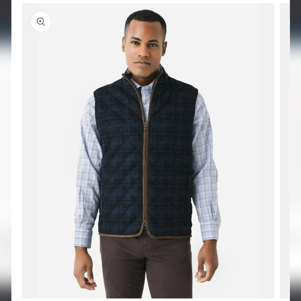Peter Millar Mens Size Small Plaid Wool Vest. NWT
